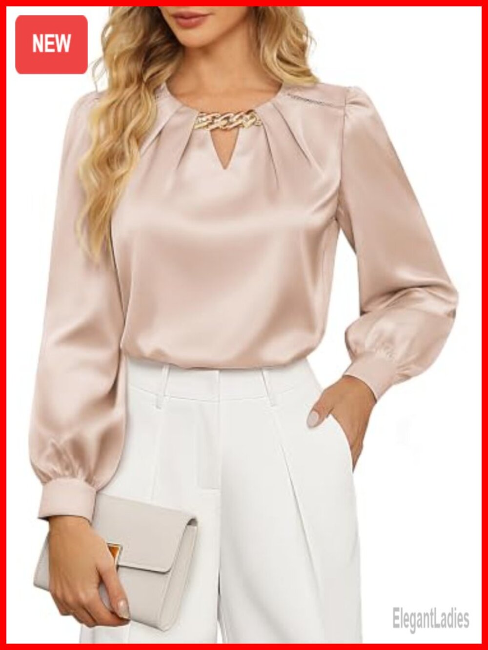 Women Satin Silk Blouse Dressy Business Casual Work Top Long Sleeve